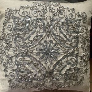 OFFWHITE WITH SILVER DETAIL THROW PILLOW